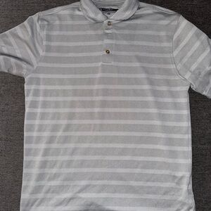 Pebble Beach Light Gray Striped Polo